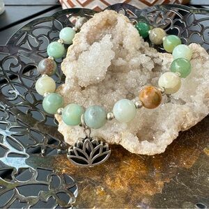Handmade Amazonite and Lotus Flower Bracelet